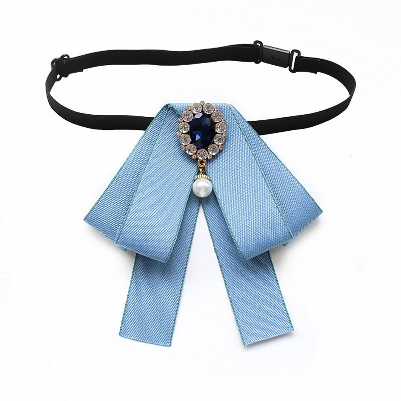 Wholesale Corbatas Handmade Customized Rhinestone Women Black Bow Ties Ribbon Bowties Blouse Dress