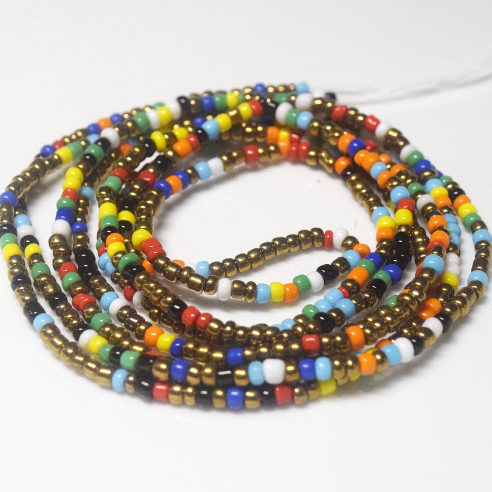 wholesale rainbow 50 inches on cotton cord string waist beads belly chain body jewelry manufacturer