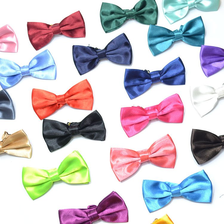 wholesale oem logo custom adjustable pre-tied party wedding banquet working men's satin silk bow tie bowtie bow ties