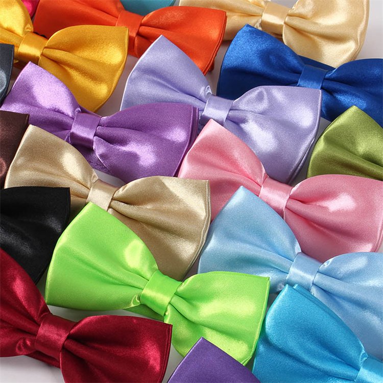 wholesale oem logo custom adjustable pre-tied party wedding banquet working men's satin silk bow tie bowtie bow ties