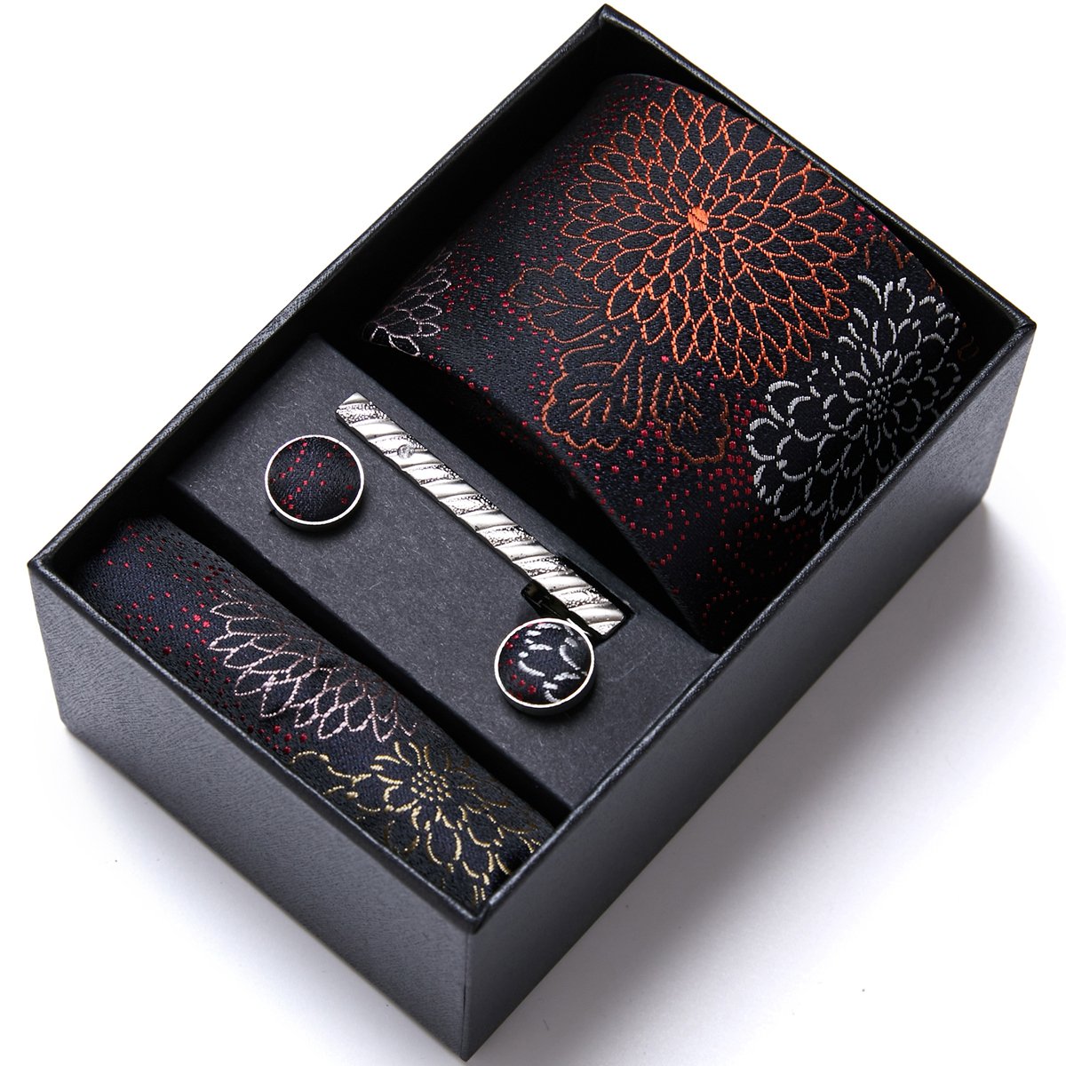 Top Grade Fashion Tie Handkerchief Cufflink Set Necktie Box Floral Suit Accessories For Men Fit Party Birthday Gift