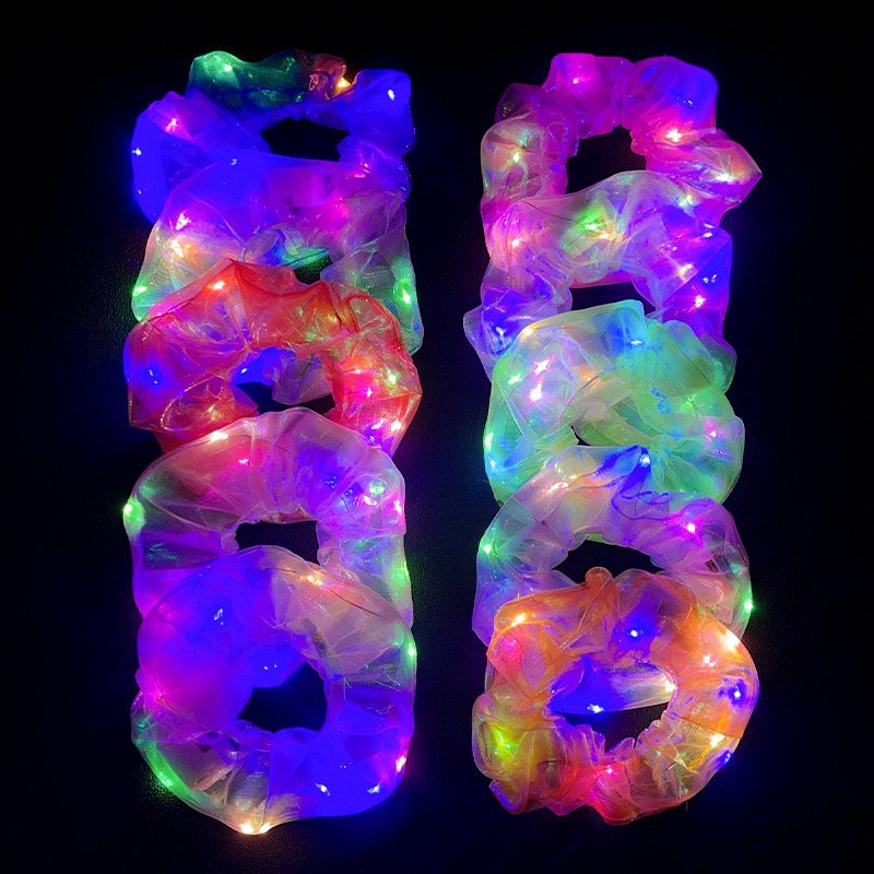 LED luminous hair ring nightclub mesh sparkling headband party hair tie for women