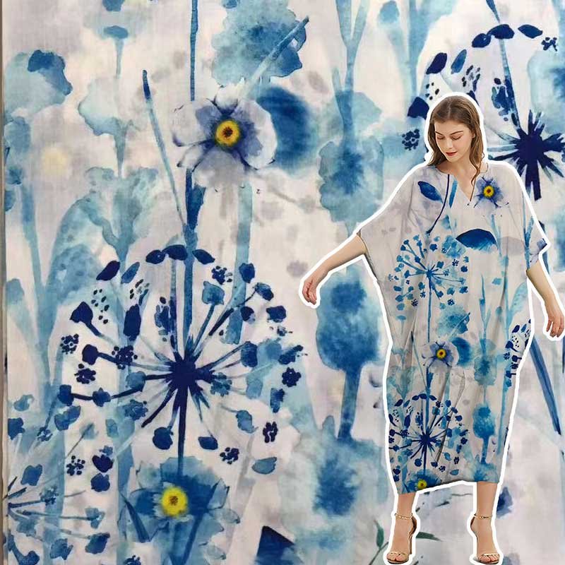 Factory supplier European flax high quality printed cotton florals washed pure heavy linen fabric
