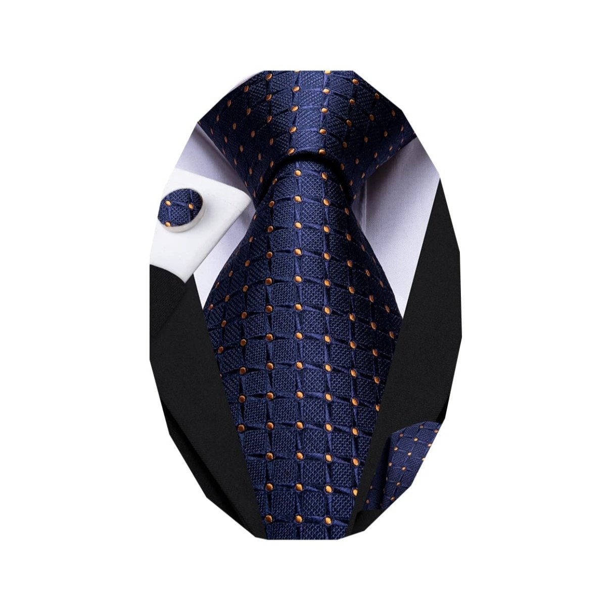 100% Pure Silk Weave Woven Jacquard Navy Tie And hanky and Cuff-link Necktie Customization For Men Classic Ties
