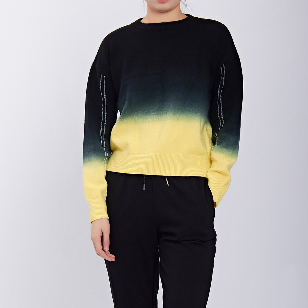 Popular New design Custom Women's Sweaters Crew Neck Casual Loose Knitted Long Sleeve Sweater Print Knit Sweater Tie Dye Tops