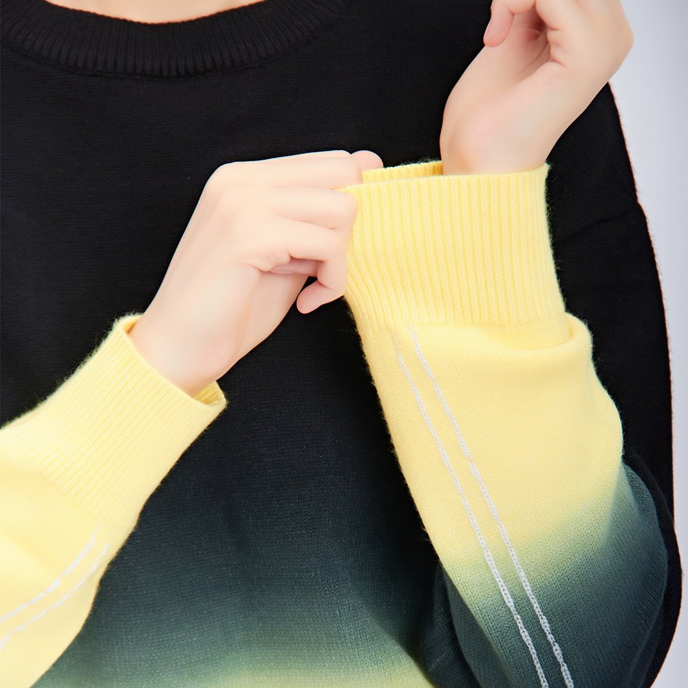 Popular New design Custom Women's Sweaters Crew Neck Casual Loose Knitted Long Sleeve Sweater Print Knit Sweater Tie Dye Tops