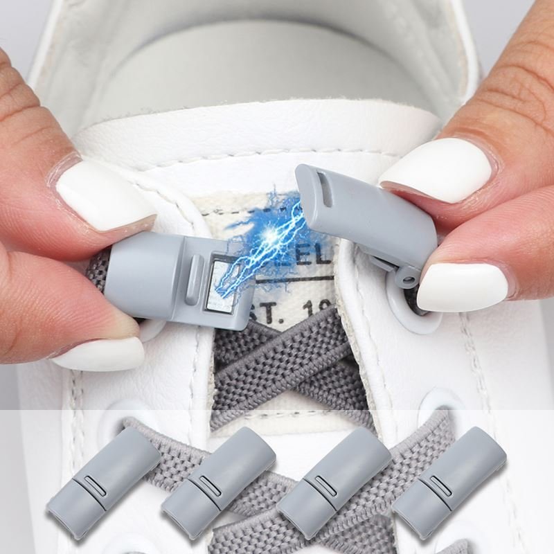 Free sample Outdoor Leisure Sneakers Magnetic Shoelaces Elastic Flat Colorful Lazy Shoe laces No Tie Flat Magnetic shoelace
