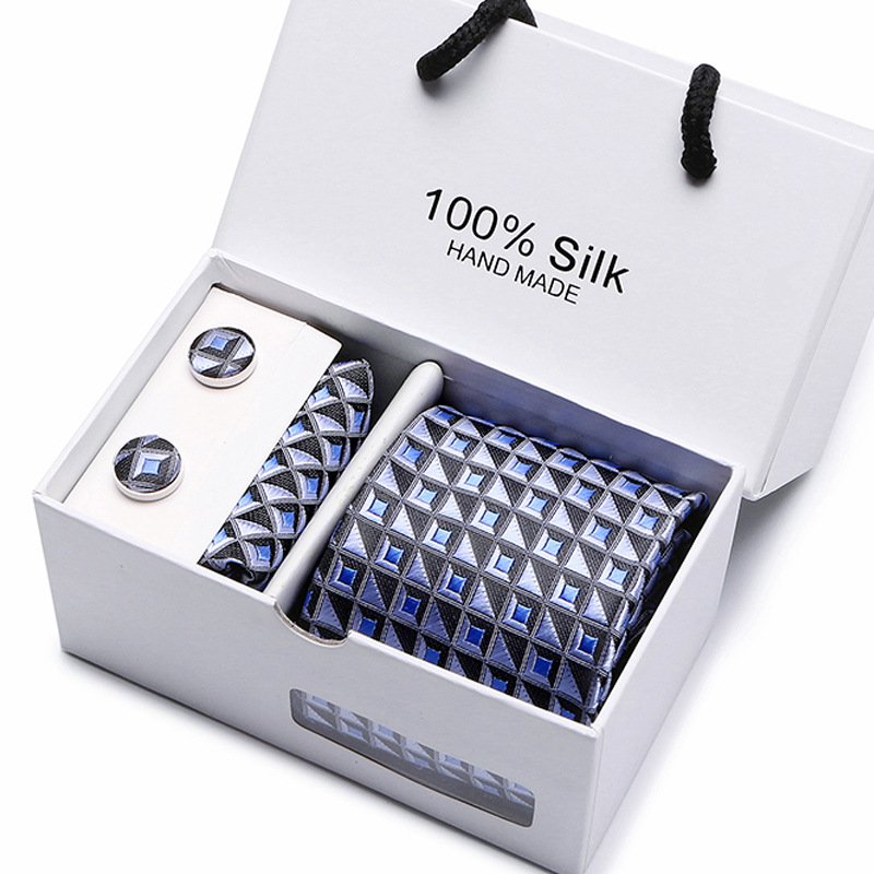 Luxury Men Gray Pink Floral Tie Hanky Cufflinks Sets Men's Silk 8cm Width Neck Ties for men