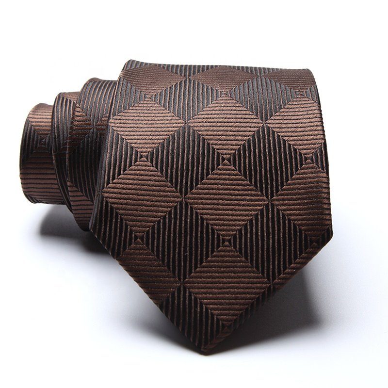 Luxury Classic Checked Design Handmade mens eco tie Jacquard Woven Polyester red blue Ties for business