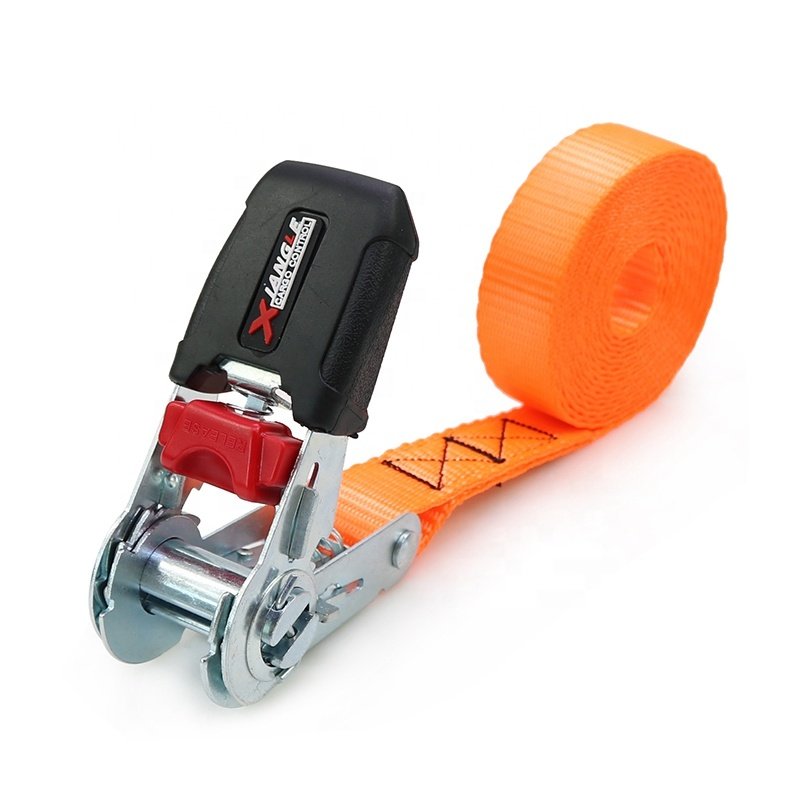 800kg 1 Inch Custom Logo Cargo Lashing Buckle Belt Rubber Ratchet Tie Down Straps
