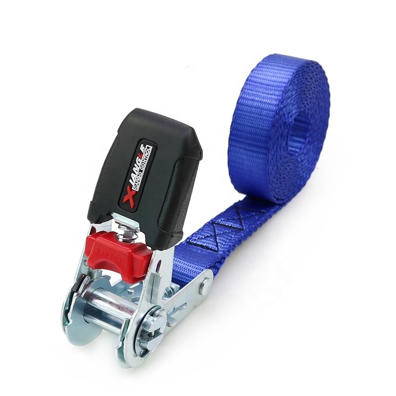 800kg 1 Inch Custom Logo Cargo Lashing Buckle Belt Rubber Ratchet Tie Down Straps