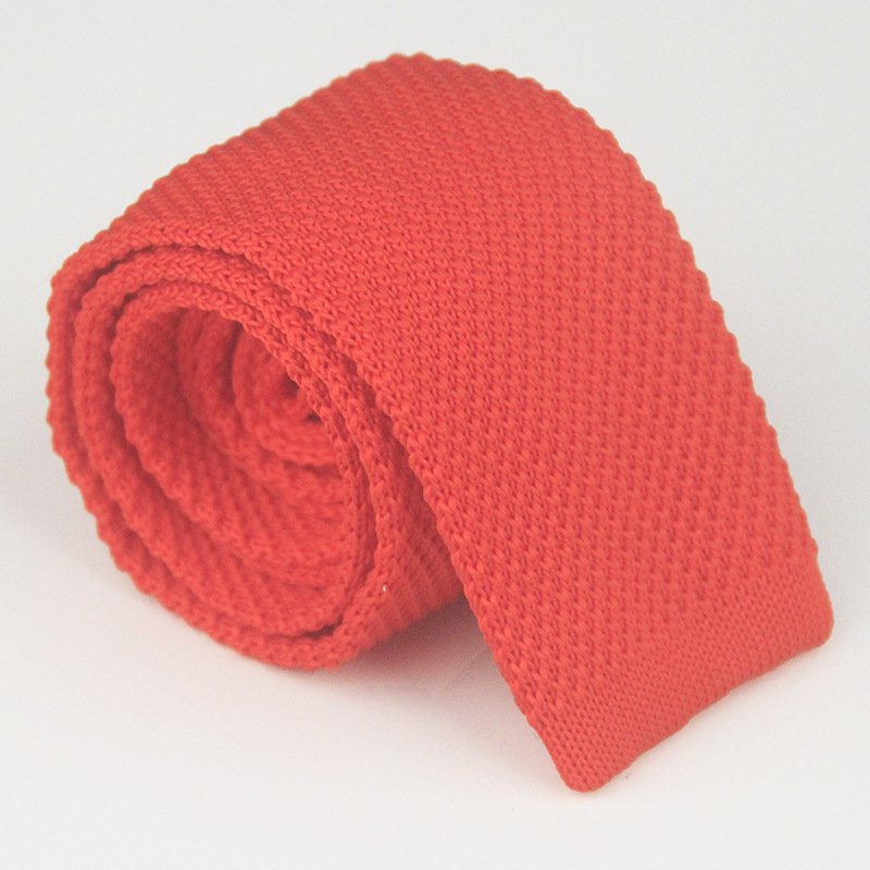 Hot selling men's 5CM solid color polyester knitted tie
