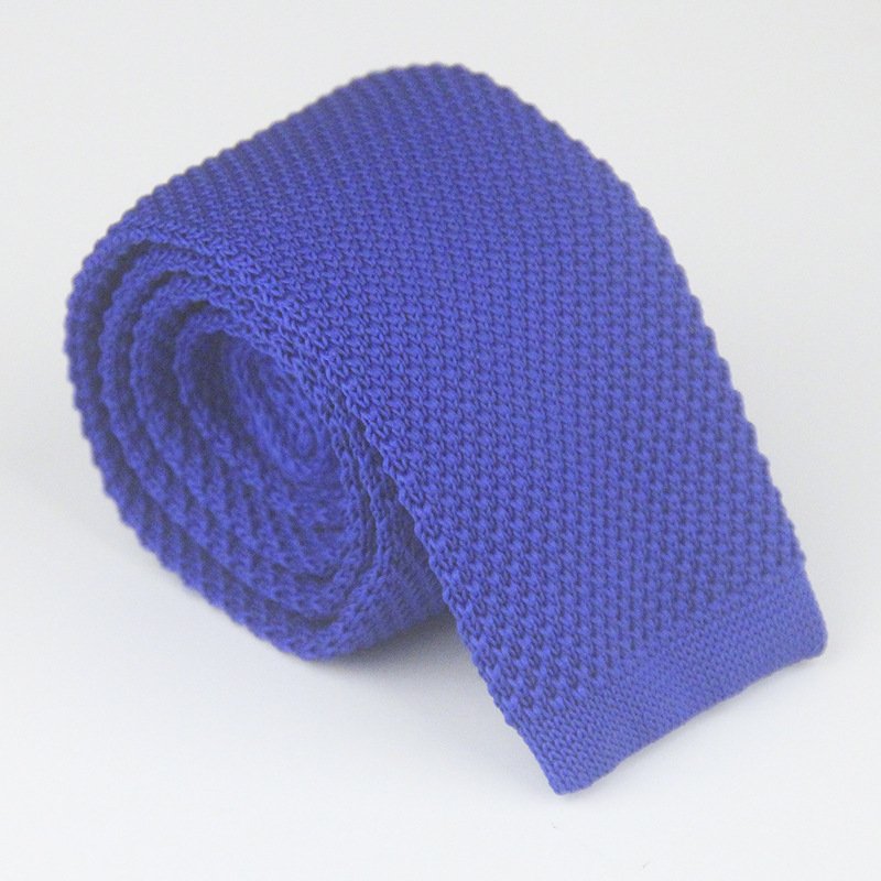Hot selling men's 5CM solid color polyester knitted tie