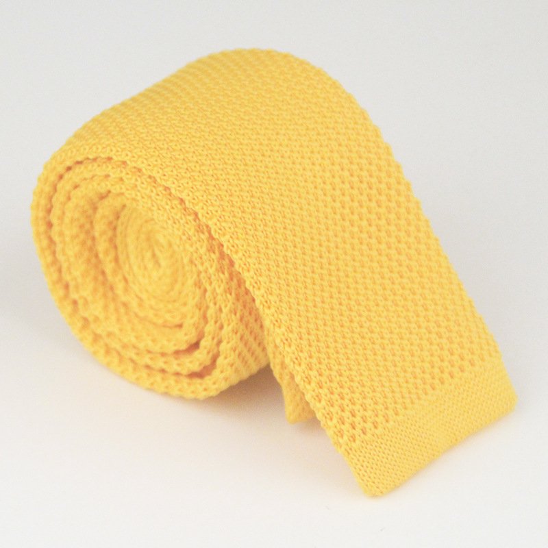 Hot selling men's 5CM solid color polyester knitted tie