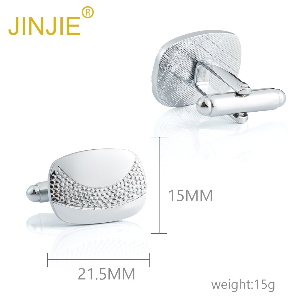 JINJIE Ready to ship simple low price silver metal square mens cufflinks wholesale