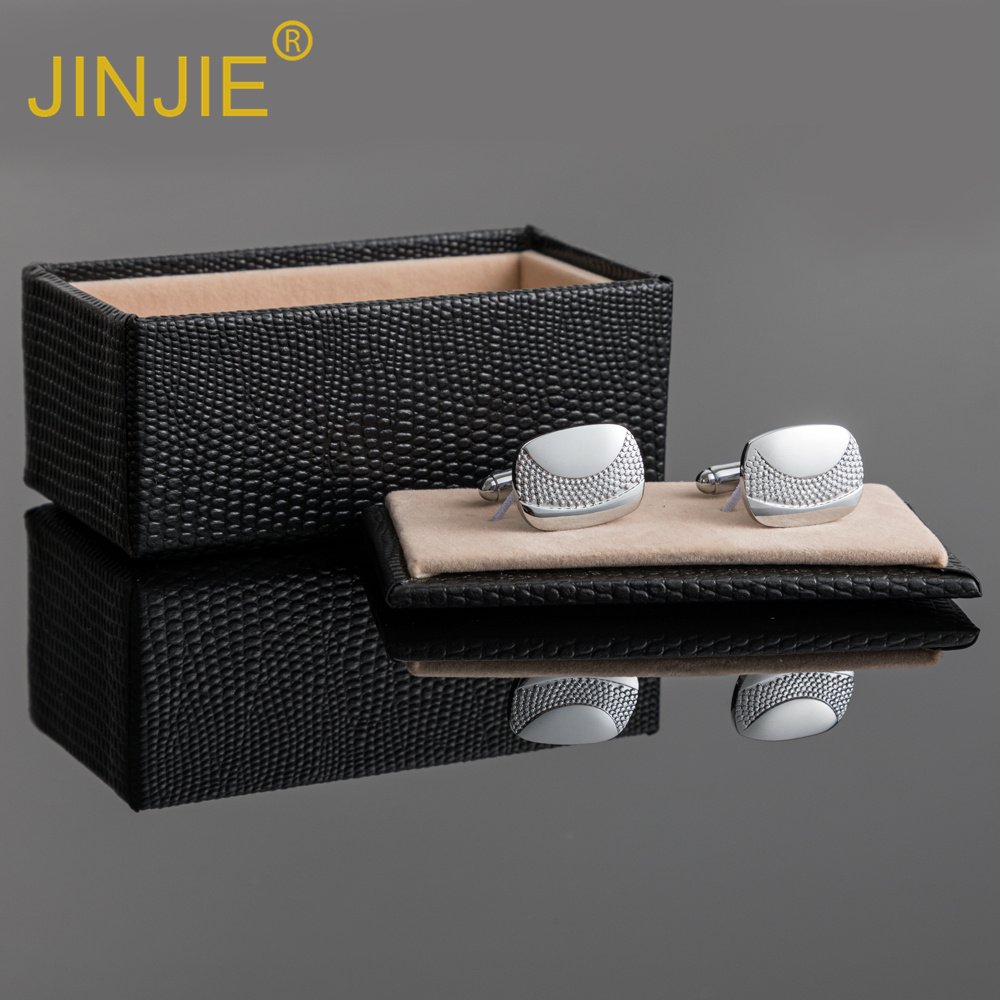 JINJIE Ready to ship simple low price silver metal square mens cufflinks wholesale