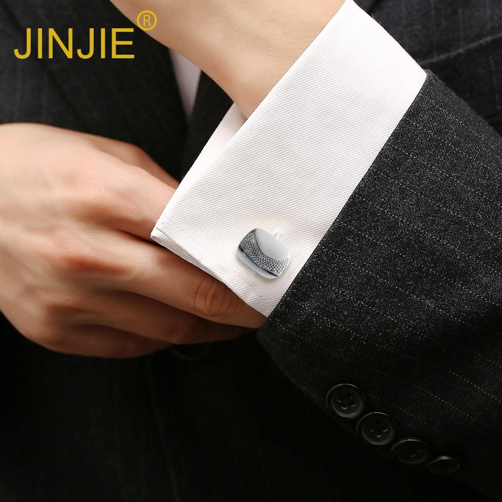 JINJIE Ready to ship simple low price silver metal square mens cufflinks wholesale