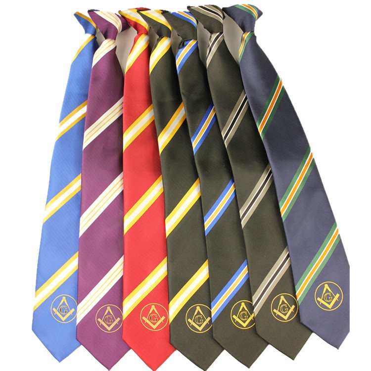 RunLin Factory Wholesale Luxury Handmade Polyester Woven Jacquard Fabric Custom Masonic Clip Tie