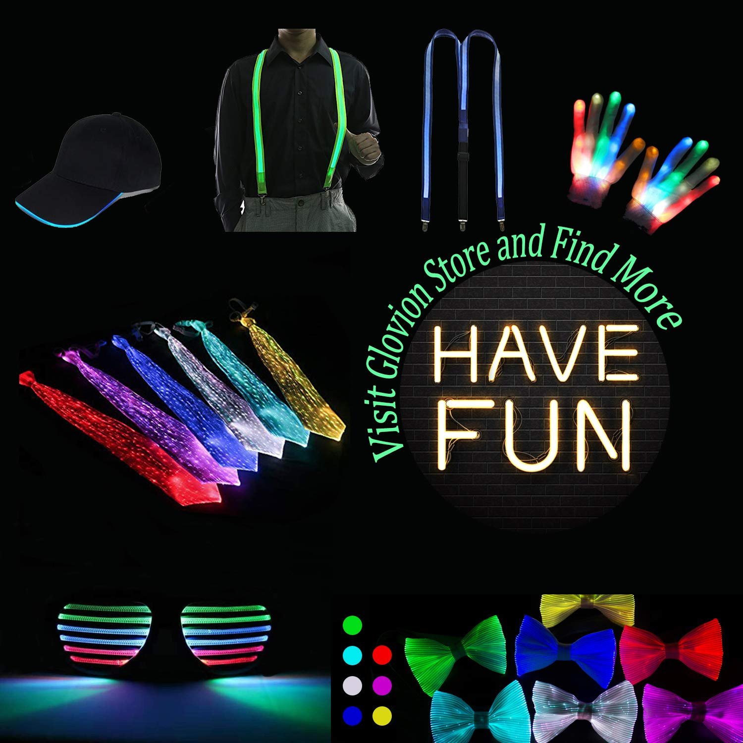 Flashing Festival Party Fashion Colorful Light Up Led Necktie USB Rechargeable Glow Necktie Fiber Optic Neck Tie