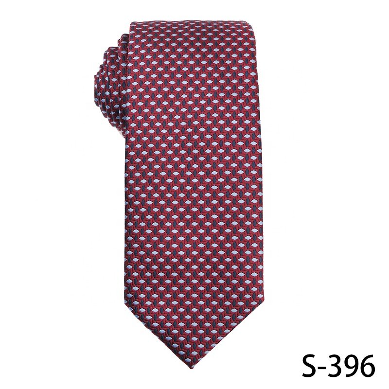 Custom high quality navy blue and wine red color mens tie stain resistance polyester jacquard floral woven tie for men