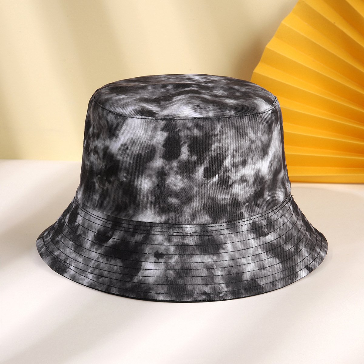 Summer outdoor sun tie-dye reversible full 3d printed bucket hat for women