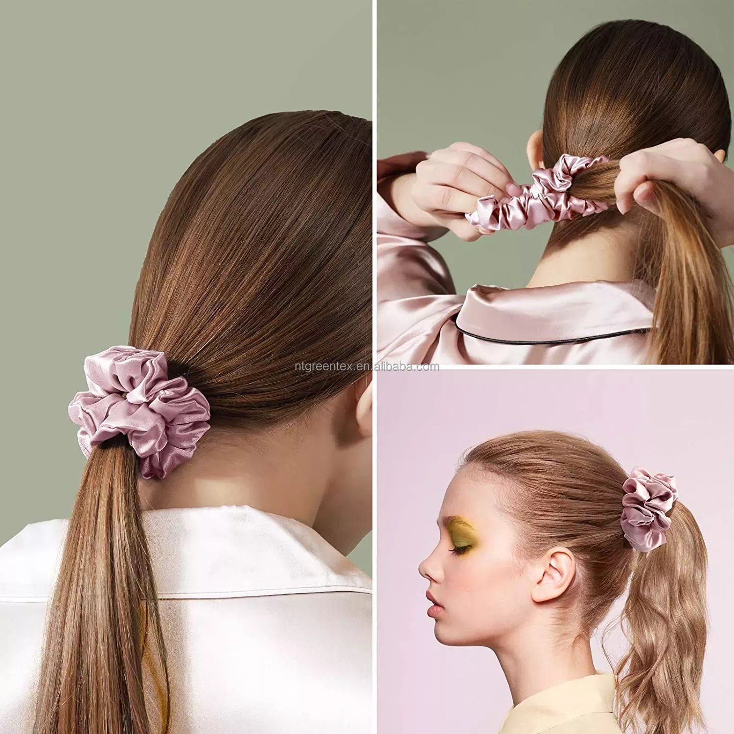 40 Colors Reday to Ship 3.5cm and 5cm High Quality Wholesale Elastic Band accessories Silk Satin Hair Ties Scrunchies