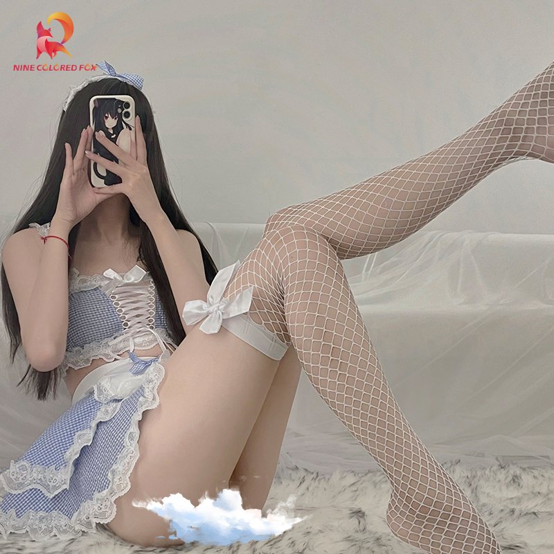 hot selling high quality Japanese sexy girls stockings bow tie fishnet mature women long high heels fishnet stockings