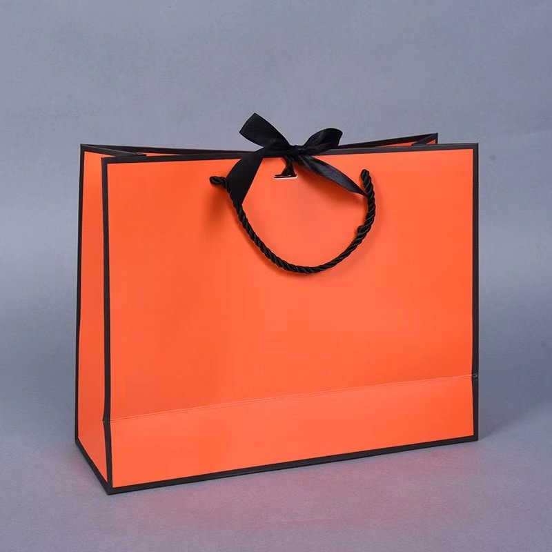 Boutique Clothing Jewelry Luxury Retail Customized Your Logo Gift Paper Shopping Bags With Bow Tie