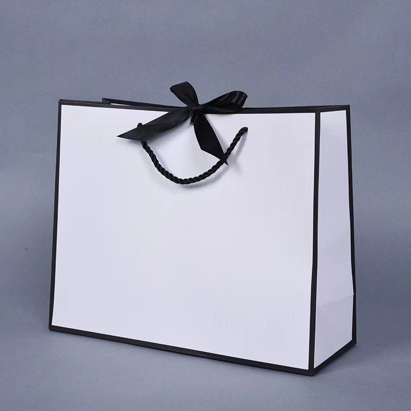 Boutique Clothing Jewelry Luxury Retail Customized Your Logo Gift Paper Shopping Bags With Bow Tie