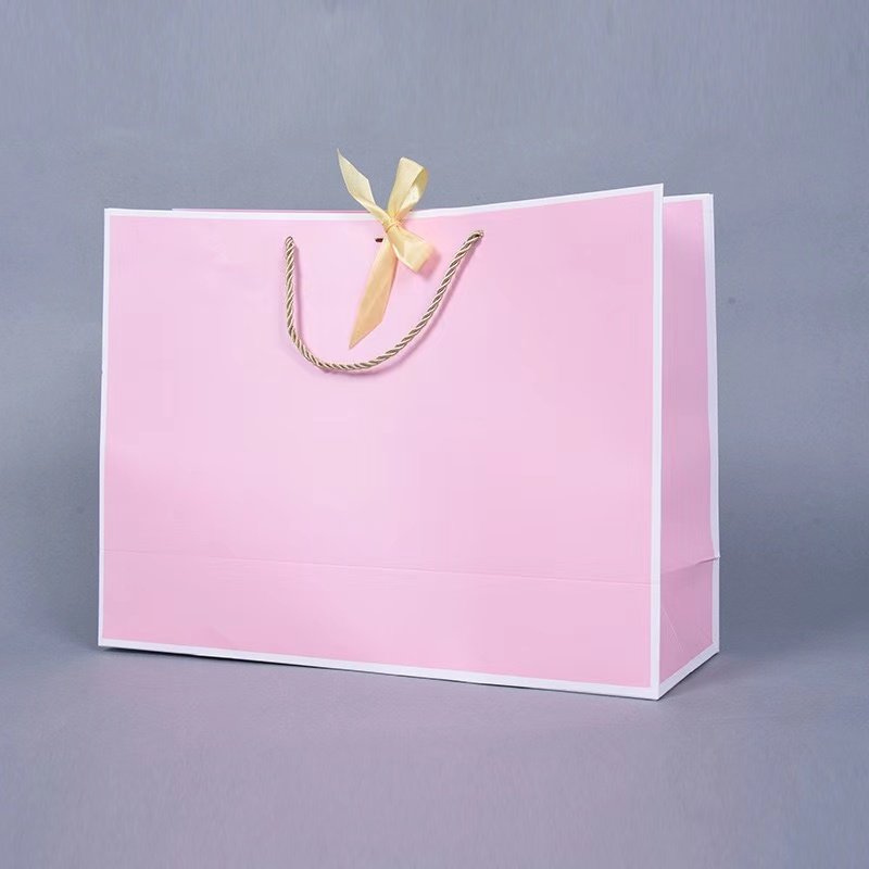 Boutique Clothing Jewelry Luxury Retail Customized Your Logo Gift Paper Shopping Bags With Bow Tie