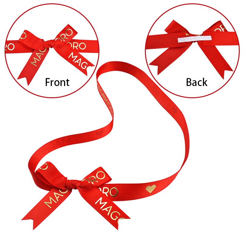 Custom ribbon satin bows tie grosgrain handmade black ribbon bow self adhesive ribbon bow with elastic loop