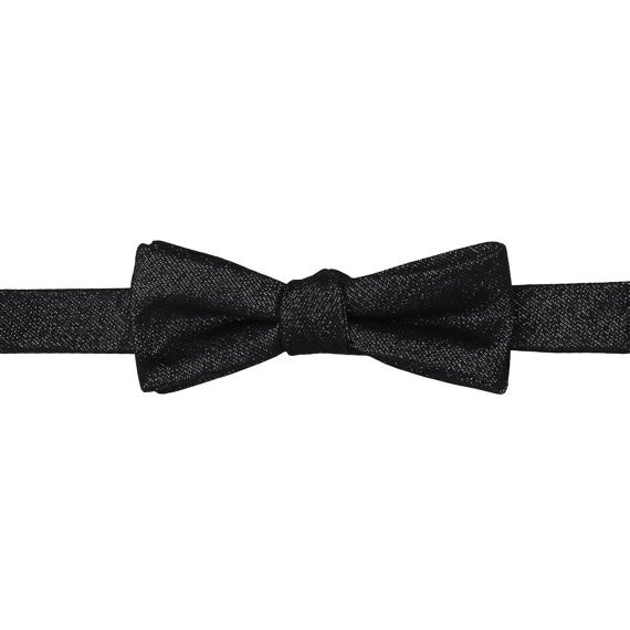 Custom High Quality 100% Micro Weave Polyester Pre-Tied Black Bowtie Self Tie Bow Ties And Solid Black Handkerchief Gift Box Set