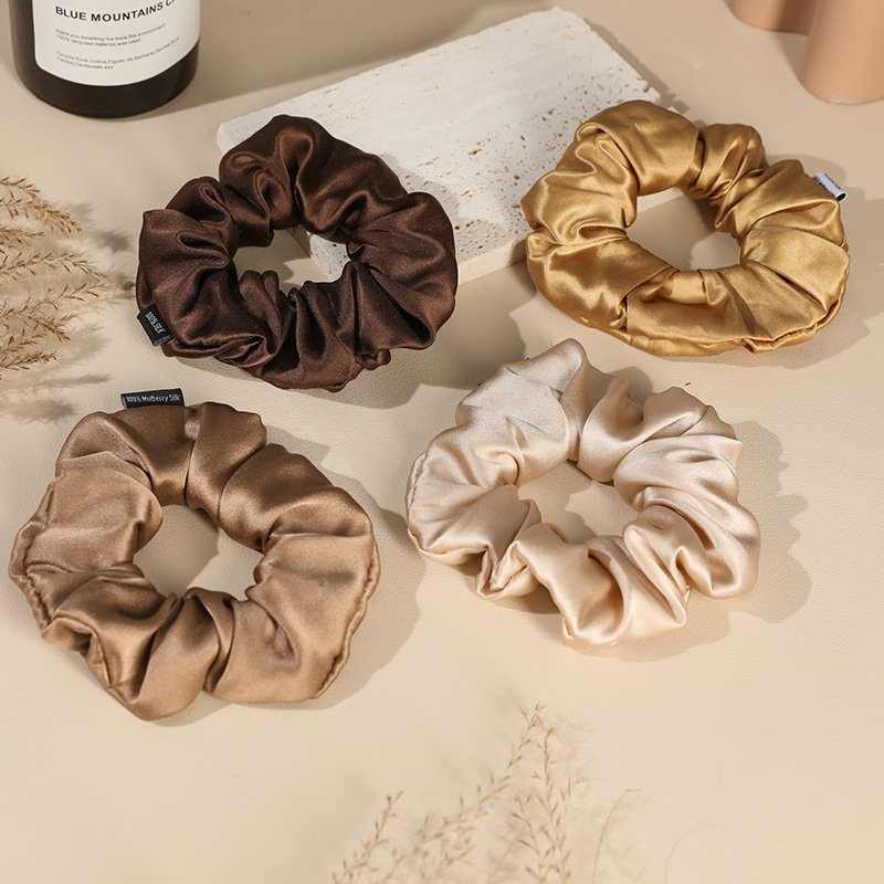 100 Silk Scrunchies Large scrunchies silk Hair Ties Elastic band Silk Hair Scrunchie