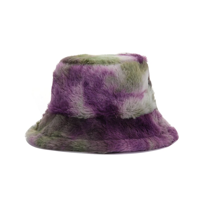 Autumn and winter new winter hat trend wild fashion rainbow gradient plush fisherman hat female bucket hat winter in stock