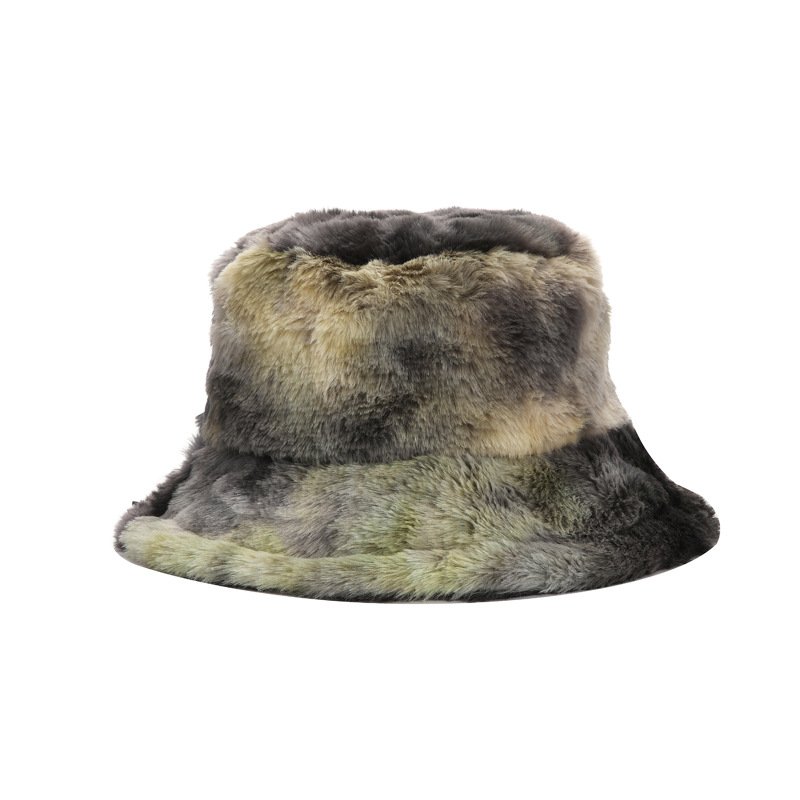 Autumn and winter new winter hat trend wild fashion rainbow gradient plush fisherman hat female bucket hat winter in stock