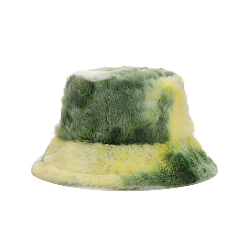 Autumn and winter new winter hat trend wild fashion rainbow gradient plush fisherman hat female bucket hat winter in stock