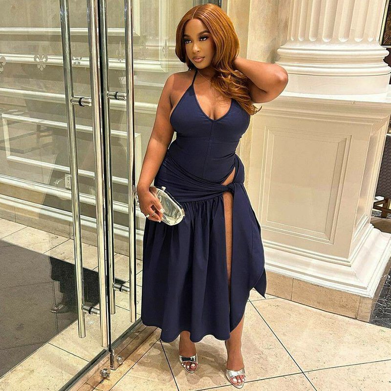 Fall Sexy Casual Sleeveless Bodysuit Shirt Tie Up Long Maxi Pleated Split Skirt 2 Piece Set Matching Women Two Piece Skirt Set