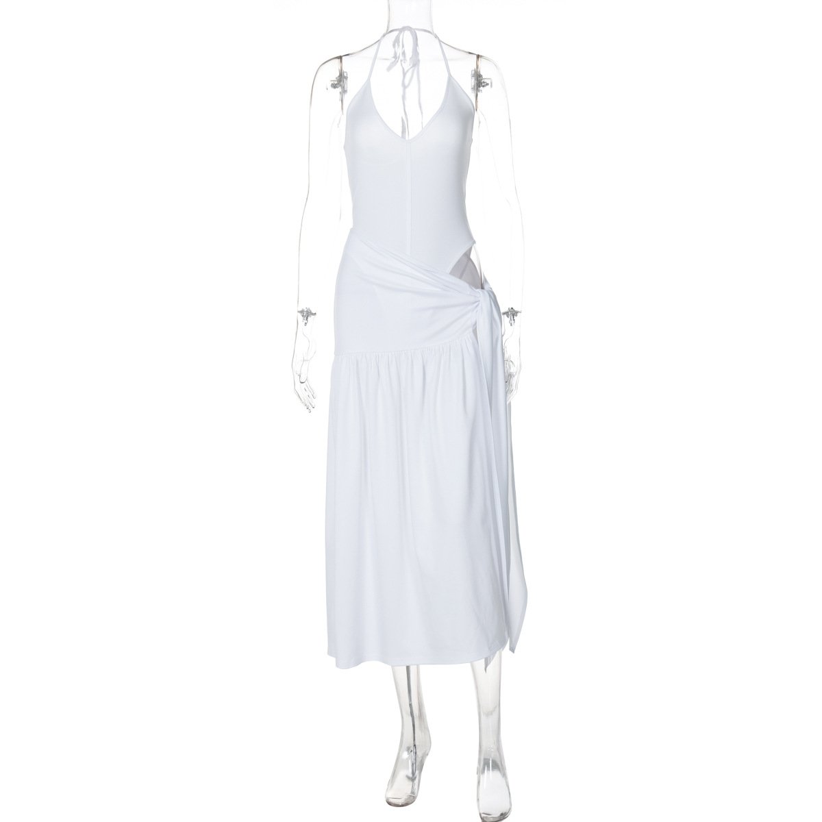 Fall Sexy Casual Sleeveless Bodysuit Shirt Tie Up Long Maxi Pleated Split Skirt 2 Piece Set Matching Women Two Piece Skirt Set