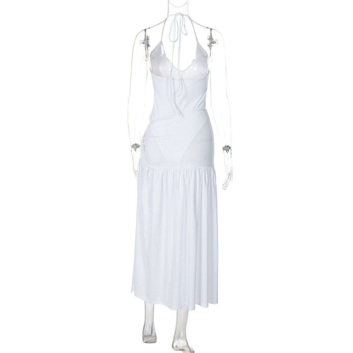 Fall Sexy Casual Sleeveless Bodysuit Shirt Tie Up Long Maxi Pleated Split Skirt 2 Piece Set Matching Women Two Piece Skirt Set