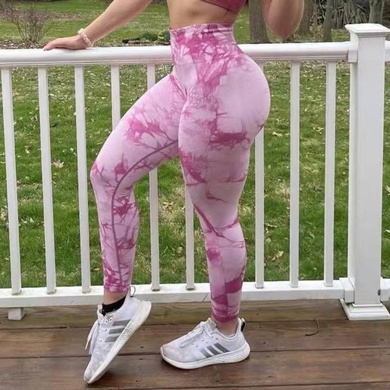 2024 wholesale Lulu Gym Yoga Leggings For Women style peach hip Seamless Tight High Waist Butt Lift Stretch Printed yoga pants