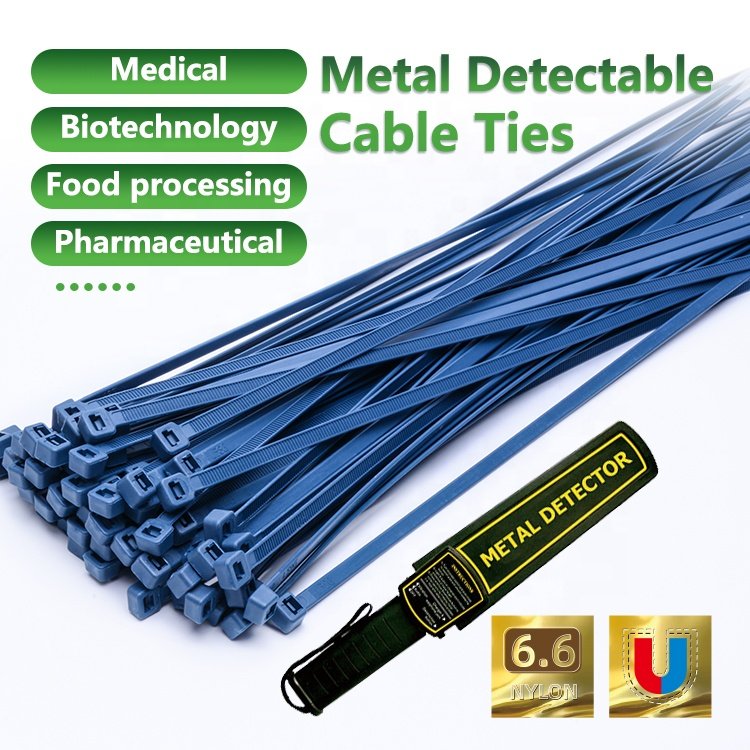 FSCAT Plastic Magnetic Metal Detectable Cable Nylon Wire ties 3.6*200mm Fastening tie Wrap Tool Self-locking Zip ties