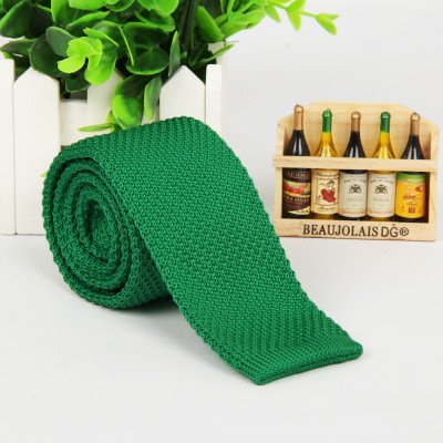 High quality solid color knitted tie men's super narrow 5 cm casual fashion flat head necktie