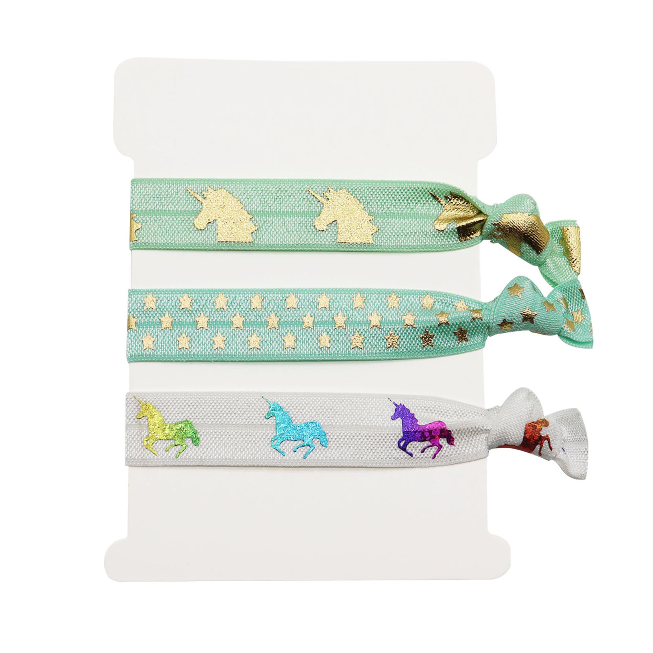 Colorful mermeid unicorn cartoon character fold over elastic girl custom printed knotted elastic hair tie