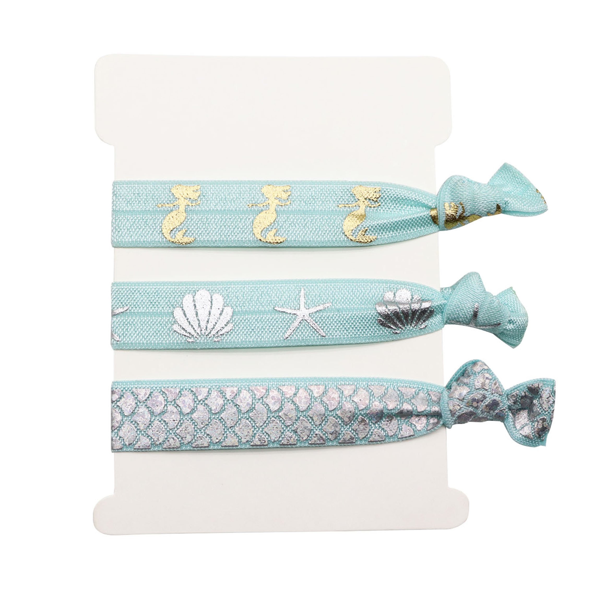 Colorful mermeid unicorn cartoon character fold over elastic girl custom printed knotted elastic hair tie