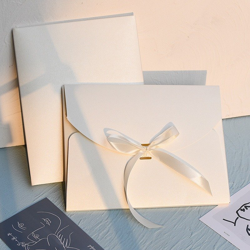 Custom logo silk scarf packaging black kraft paper envelope box with bow ribbon paper box Gift box