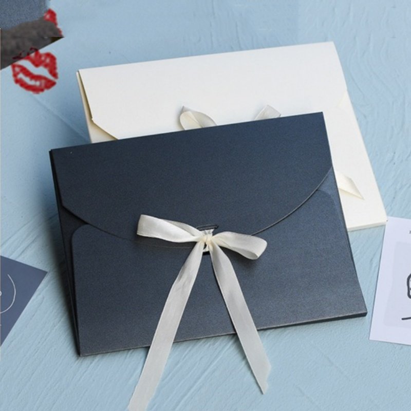 Custom logo silk scarf packaging black kraft paper envelope box with bow ribbon paper box Gift box