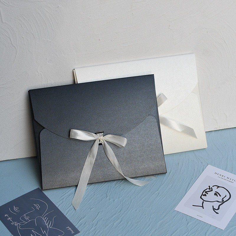 Custom logo silk scarf packaging black kraft paper envelope box with bow ribbon paper box Gift box