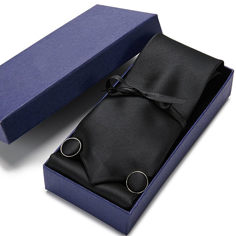 2024 New design groom wedding tie set luxury gift box silk Polyester tie cufflink necktie set