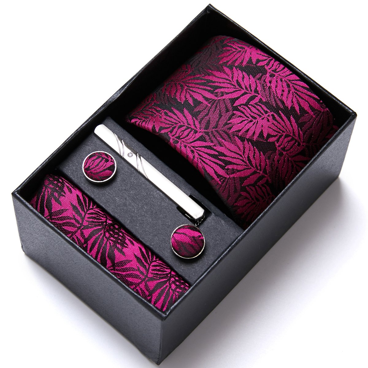 Luxury Handmade 7.5 cm Tie Handkerchief Cufflink Set Necktie Box Wedding Blue Floral Suit Accessories For Men Holiday Gift