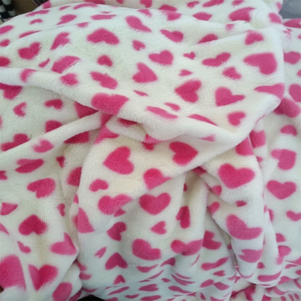 Love pattern printed plush toy fabric Plush Fabric wholesale printed artificial rabbit fur winter/toys/clothing